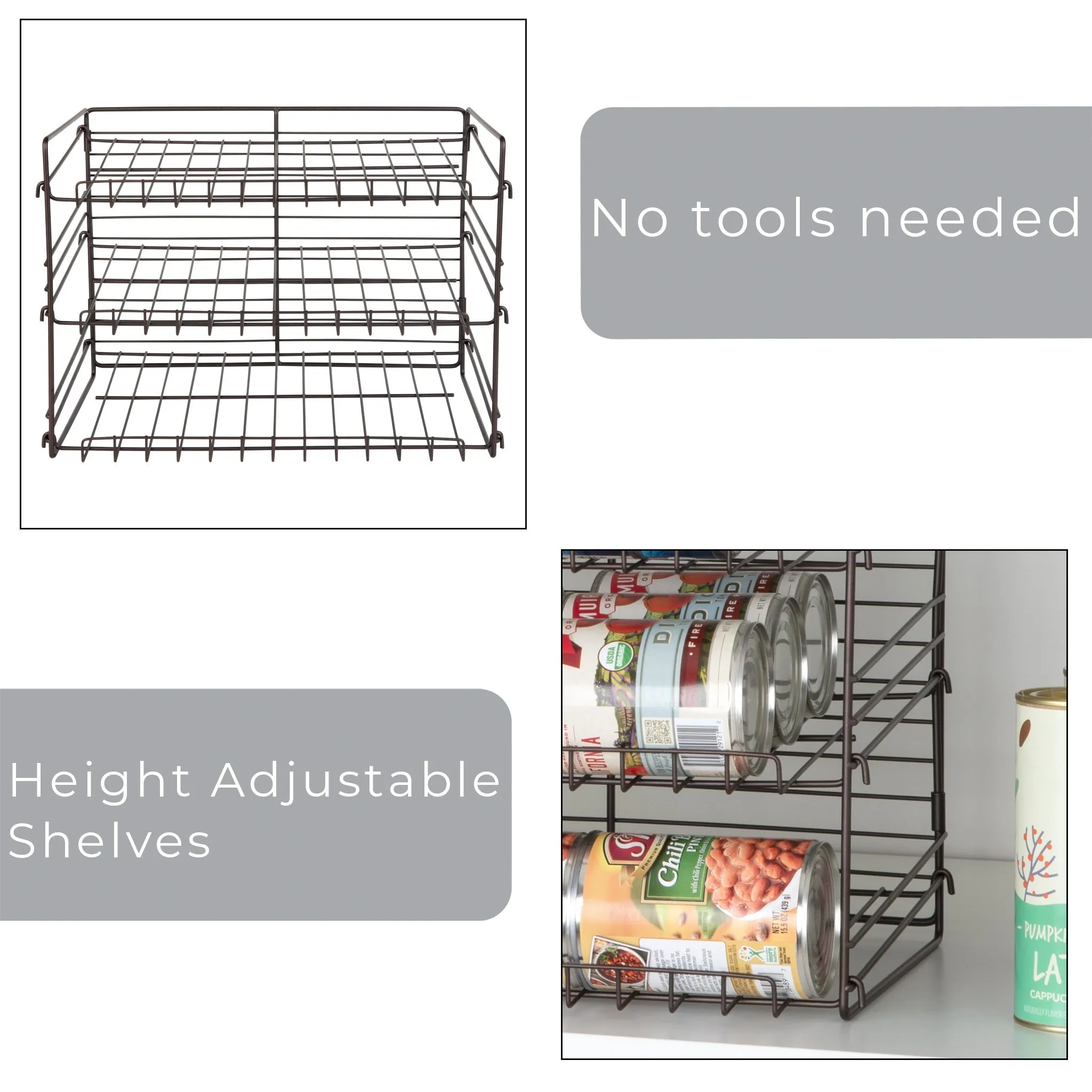 3-Tier Can Rack Organizer - White