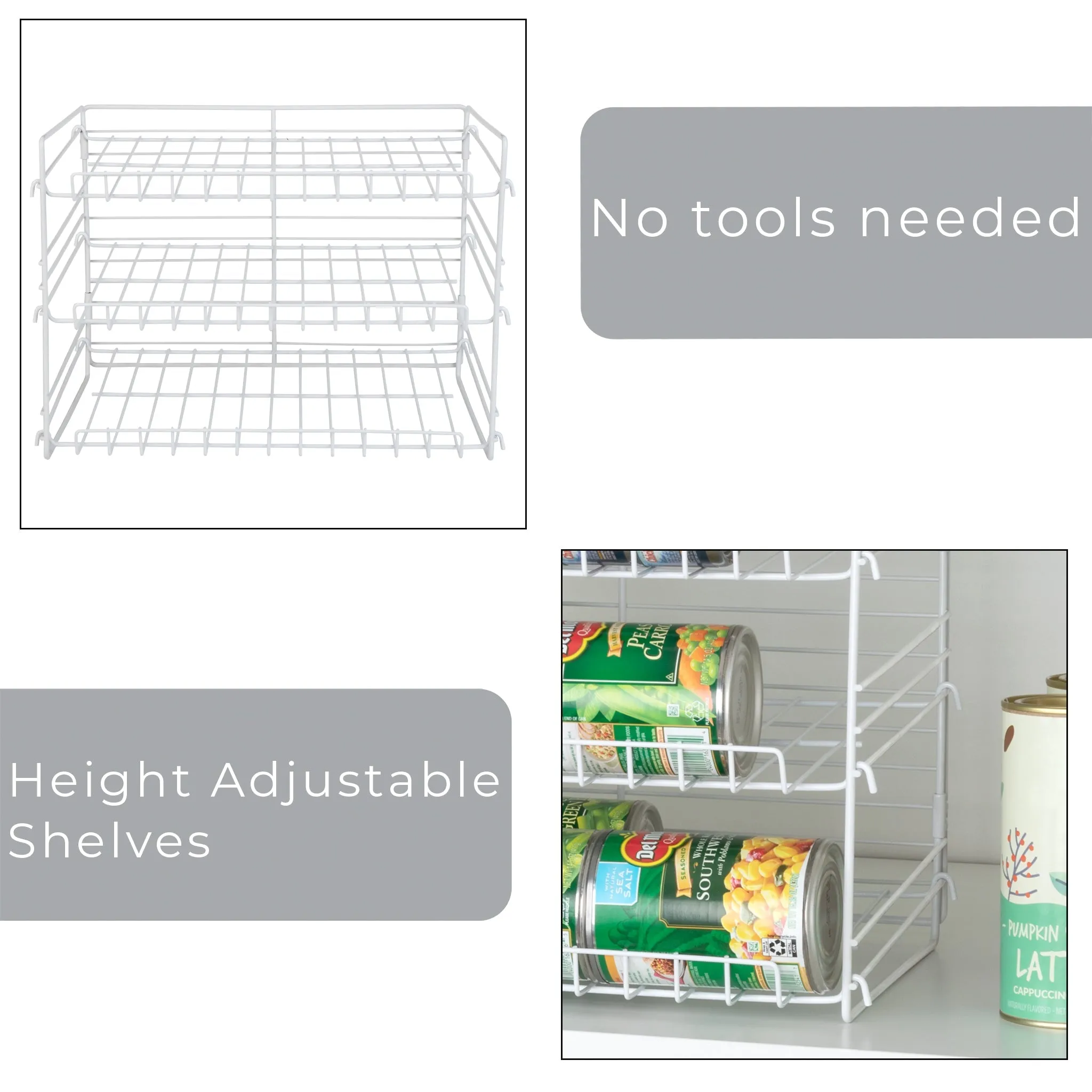 3-Tier Can Rack Organizer - White