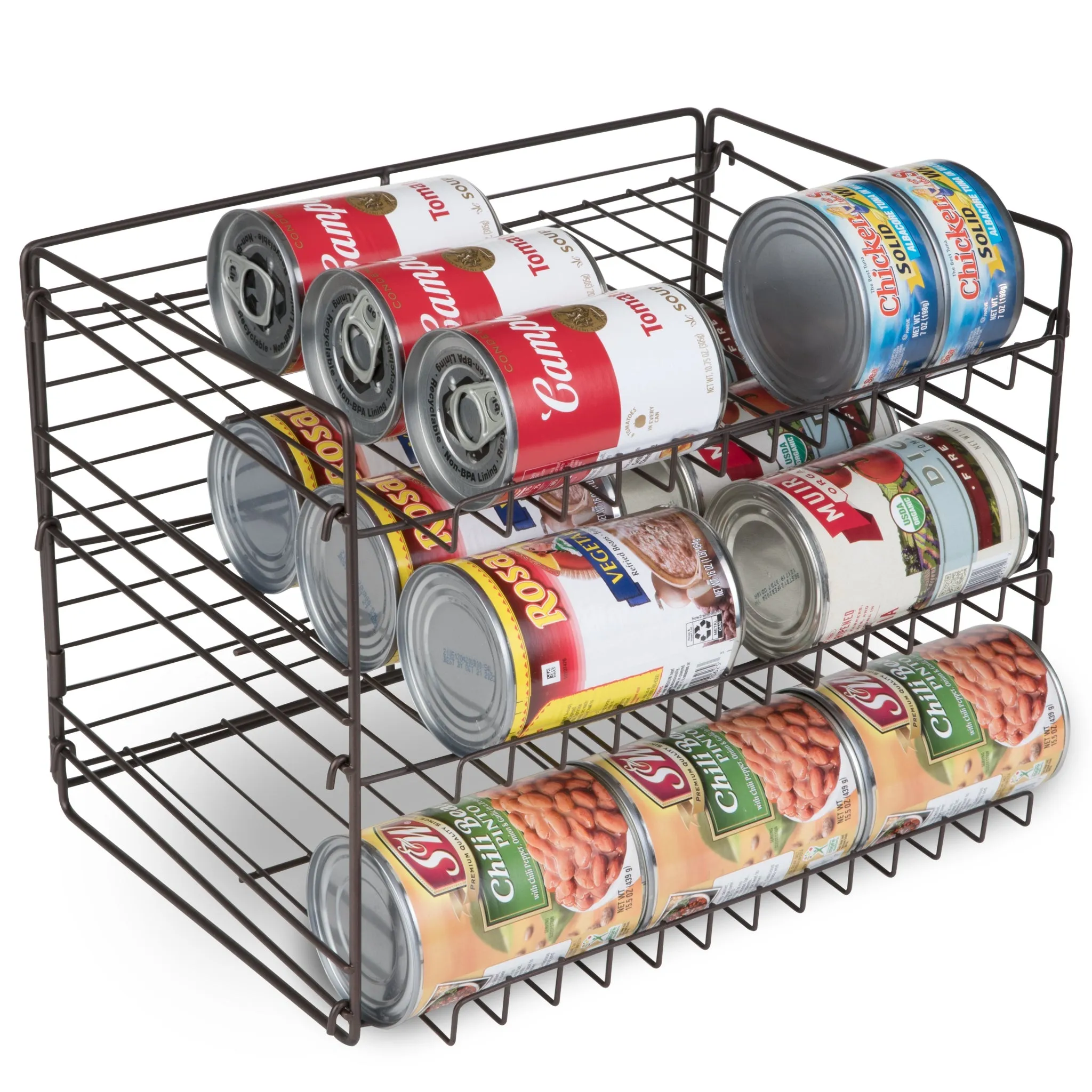 3-Tier Can Rack Organizer - White
