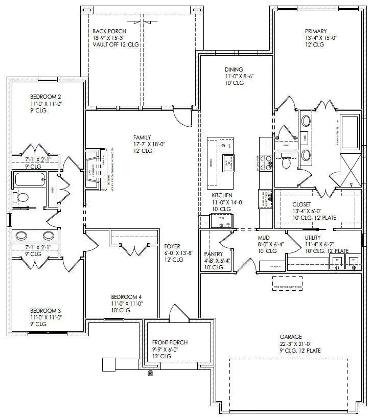 4-Bedroom Home with Split Layout, Front-Load Garage, and Rear Porch