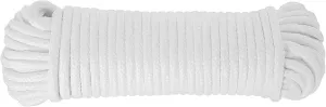 All-Purpose Weather Resistant Clothesline Cord - Cotton Cloth Braided Rope - 1 Line x 50 Feet - White