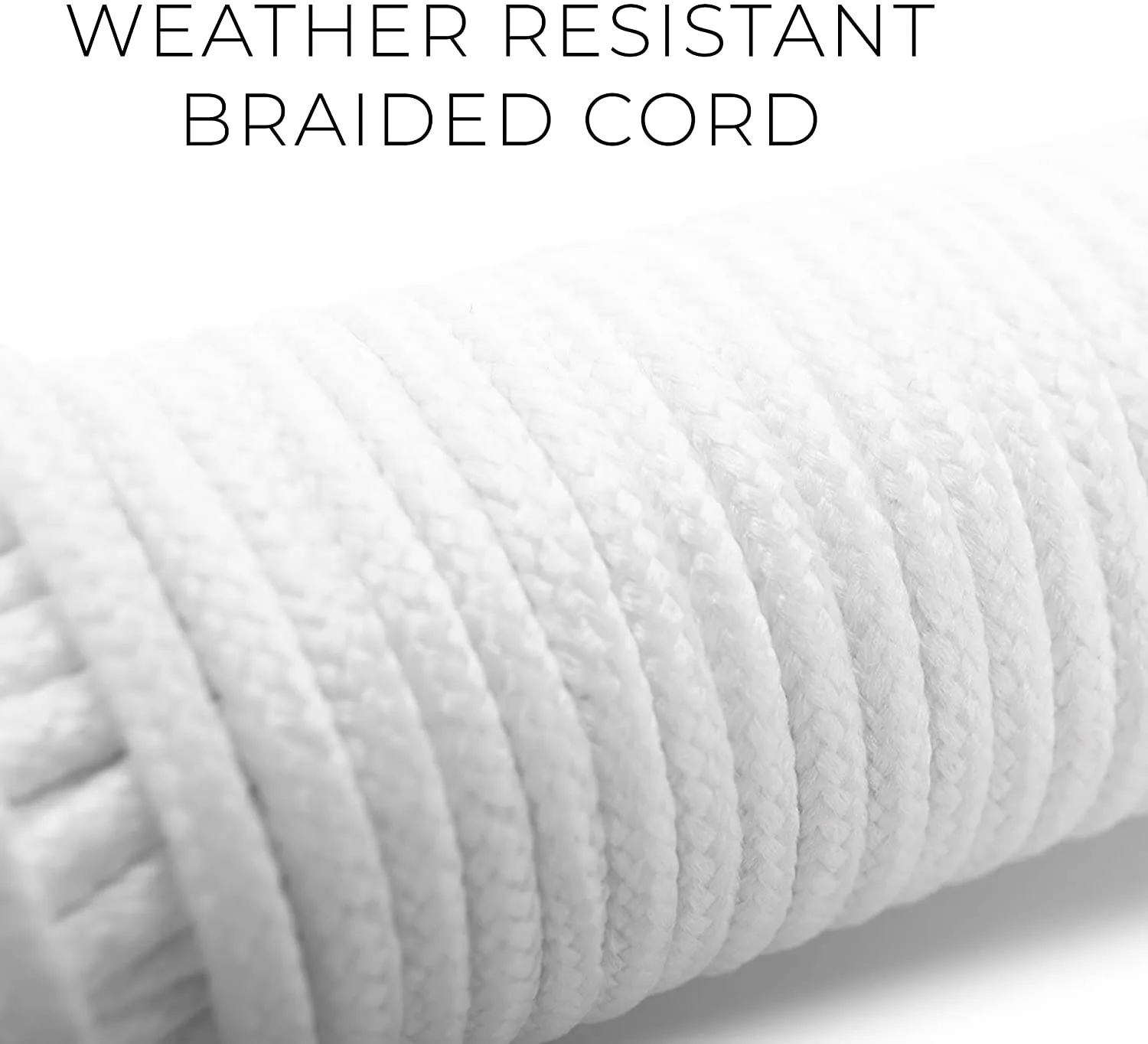 All-Purpose Weather Resistant Clothesline Cord - Cotton Cloth Braided Rope - 1 Line x 50 Feet - White