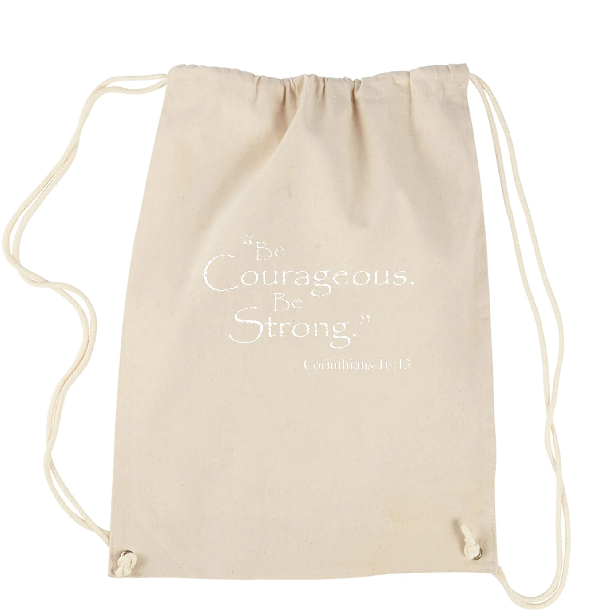 Be Courageous Be Strong Bible Verse Drawstring Backpack