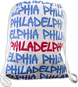 BPPH02 Robin Ruth Drawstring Backpack White/ Blue/Red Philadelphia