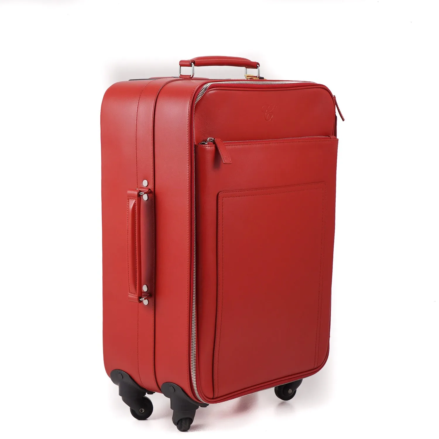 Canali Leather Carry-On Spinner Suitcase