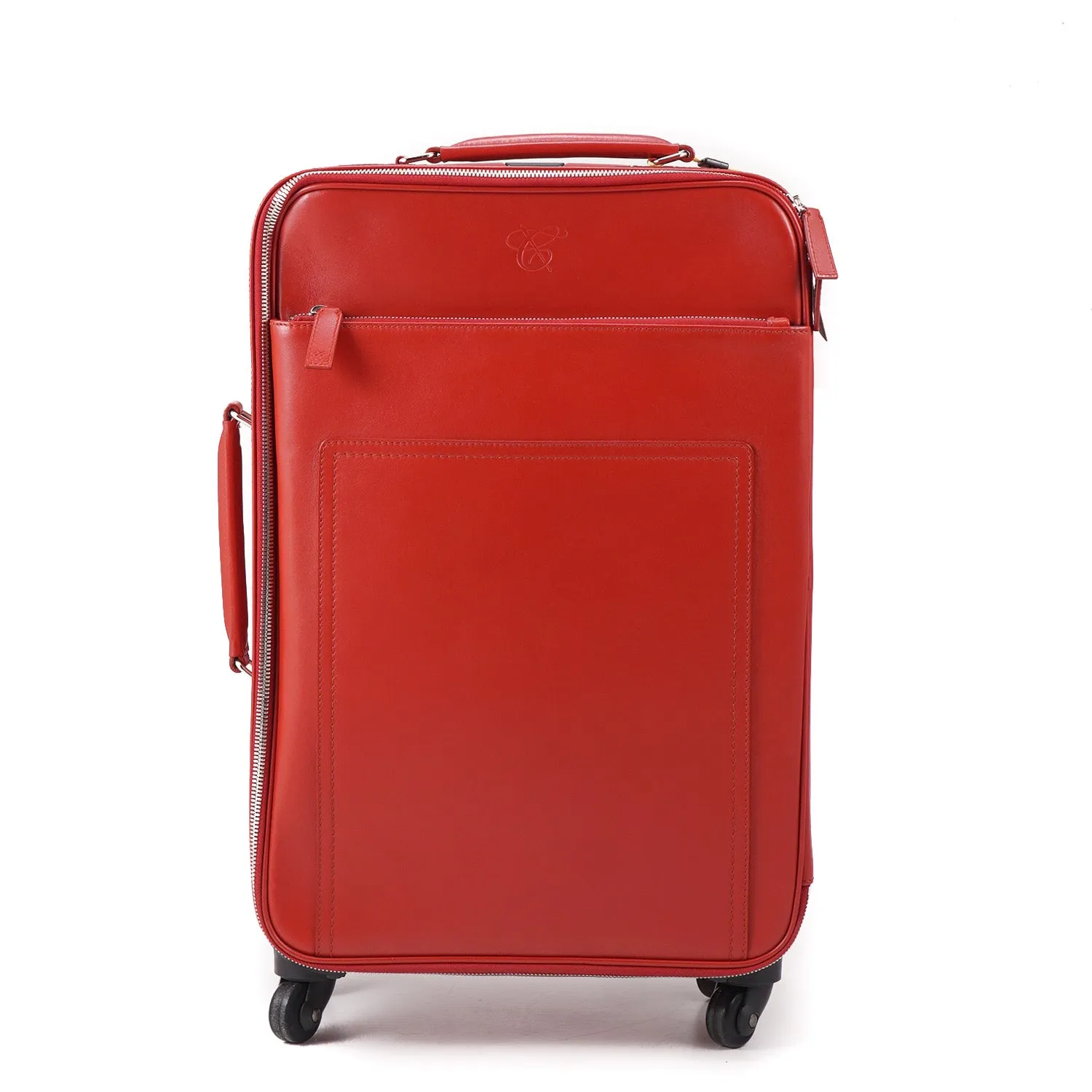 Canali Leather Carry-On Spinner Suitcase