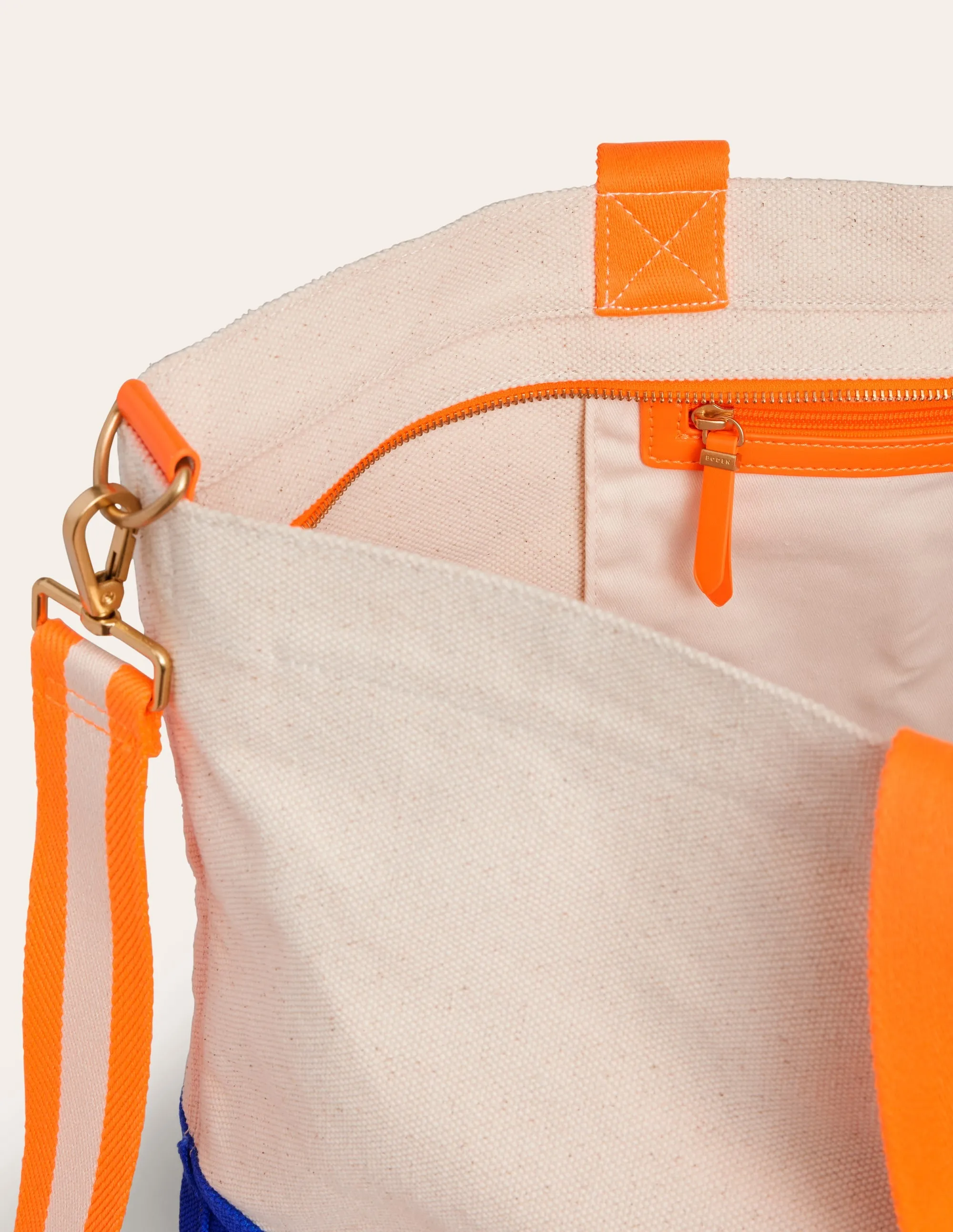 Canvas Weekender Tote Bag-Neutral/ Blue