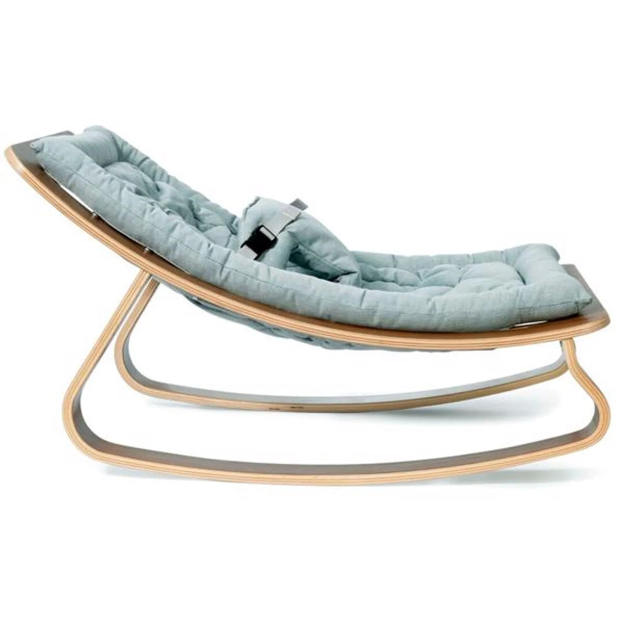 Charlie Crane Levo Baby Rocker Walnut Aruba Blue