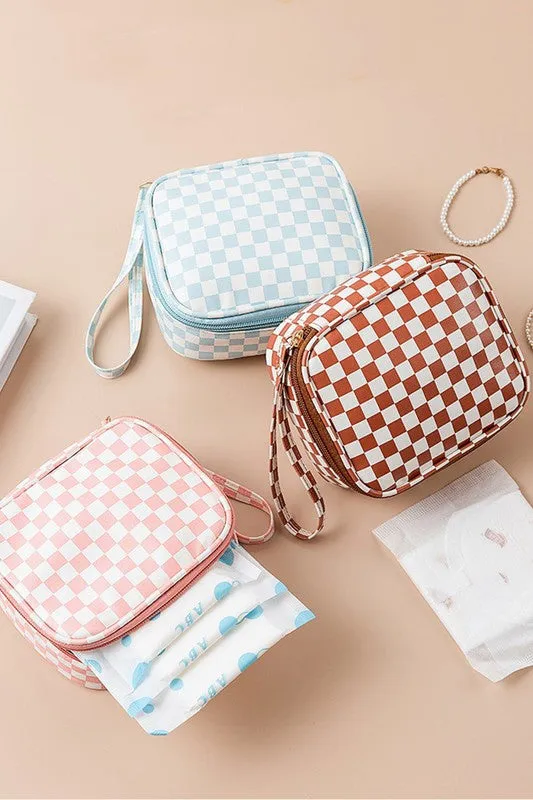 Checkered Cosmetic Travel Case