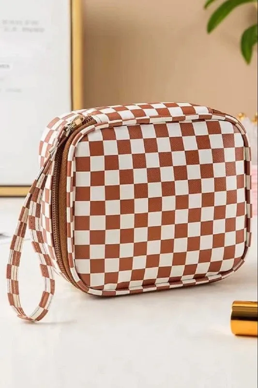 Checkered Cosmetic Travel Case