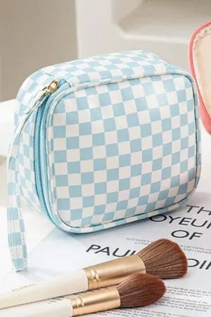 Checkered Cosmetic Travel Case