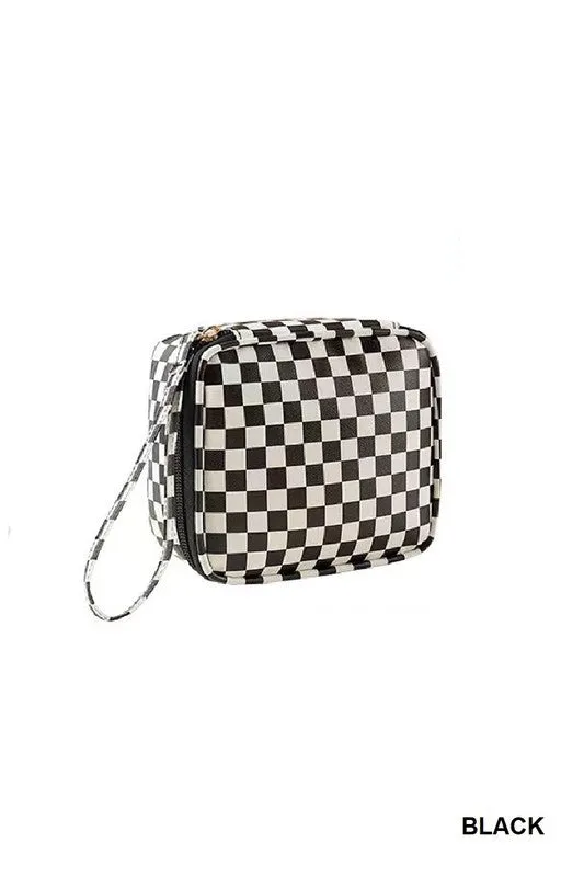Checkered Cosmetic Travel Case