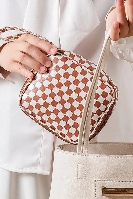 Checkered Cosmetic Travel Case