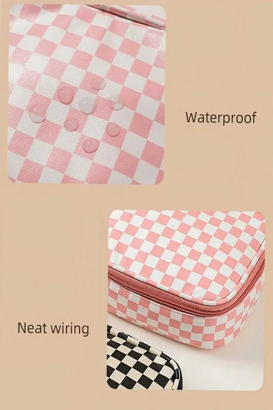 Checkered Cosmetic Travel Case