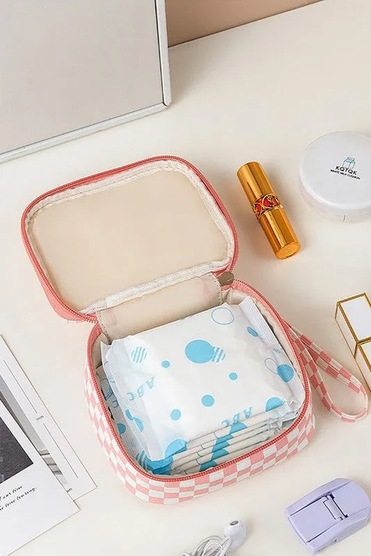 Checkered Cosmetic Travel Case