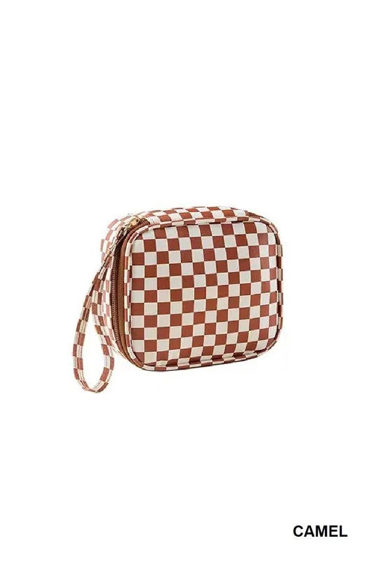 Checkered Cosmetic Travel Case