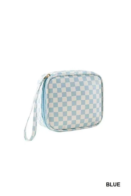 Checkered Cosmetic Travel Case