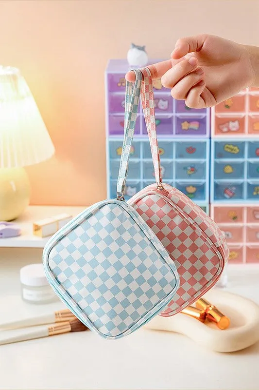 Checkered Cosmetic Travel Case