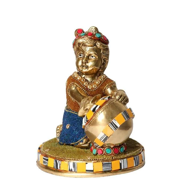 Colourful Bal Gopal Brass Idol