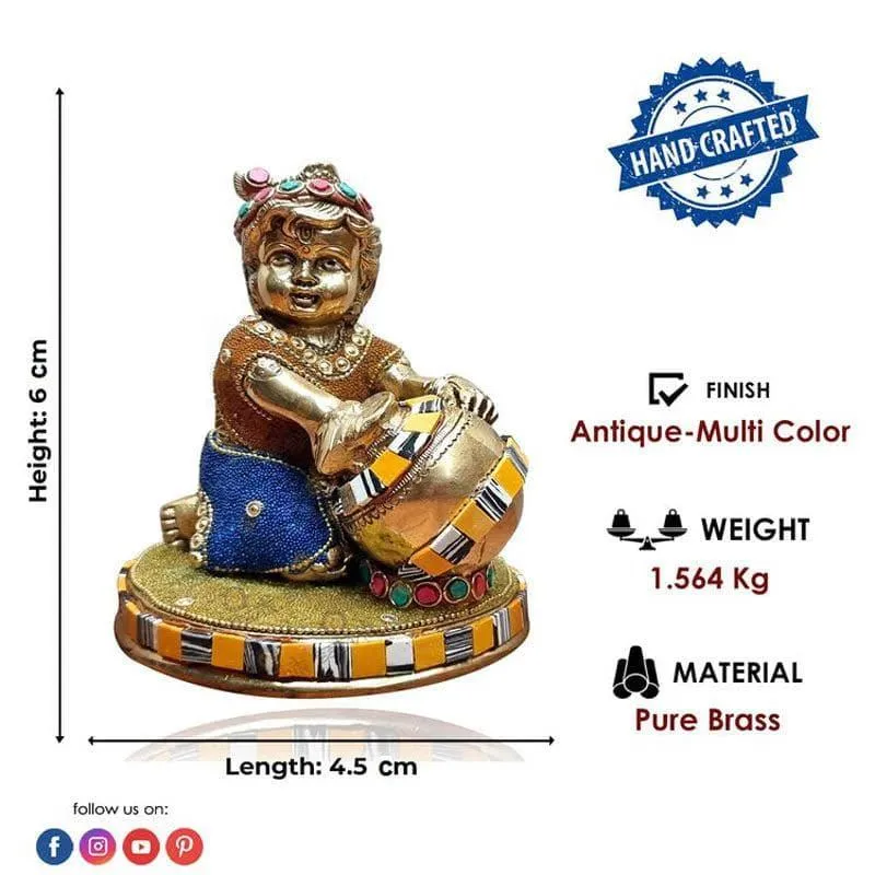 Colourful Bal Gopal Brass Idol