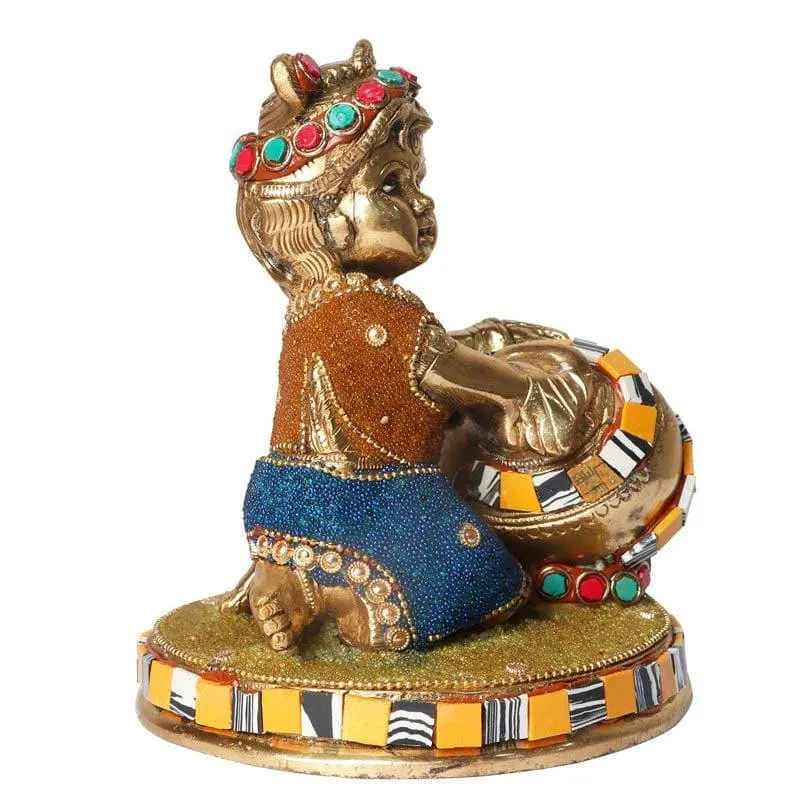 Colourful Bal Gopal Brass Idol