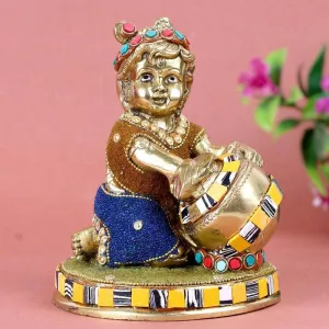 Colourful Bal Gopal Brass Idol