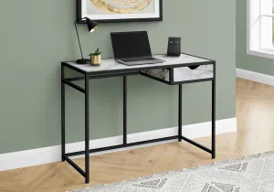 Computer Desk - 42"L / White Marble-Look / Black Metal