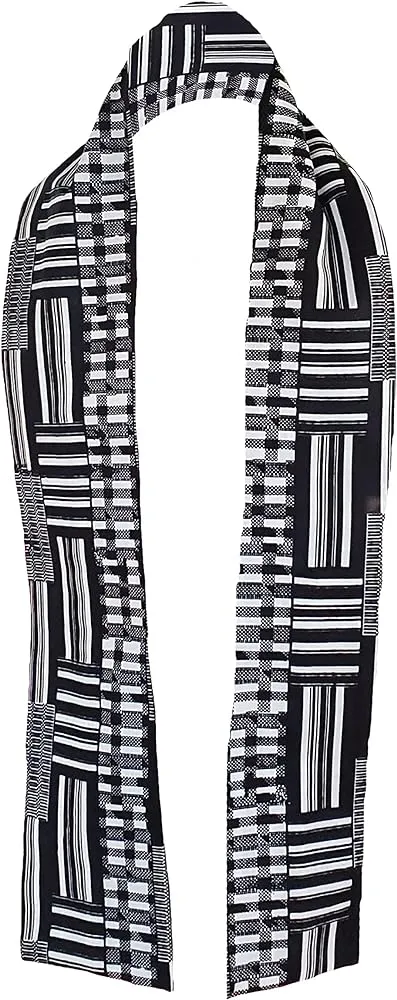 Dupsie's Otumfuo Black and White Kente African Print Sash DPB0795S