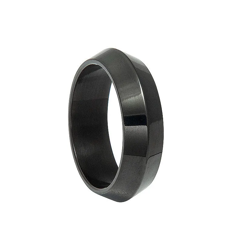 European Style Titanium Steel Men's Bevel Shaped Ring - Elegant Everyday Genie Collection