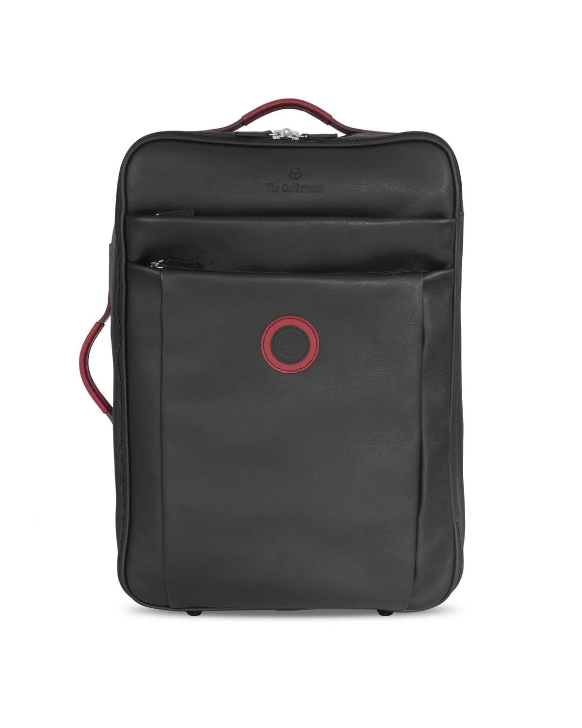 GLOBETROTTER - Full-grain Leather Trolley Bag - Black/Red
