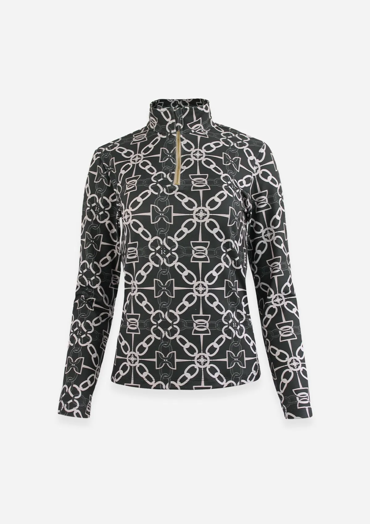 Harmony Quarter Zip Chainlink Print | Long Sleeve | Onyx
