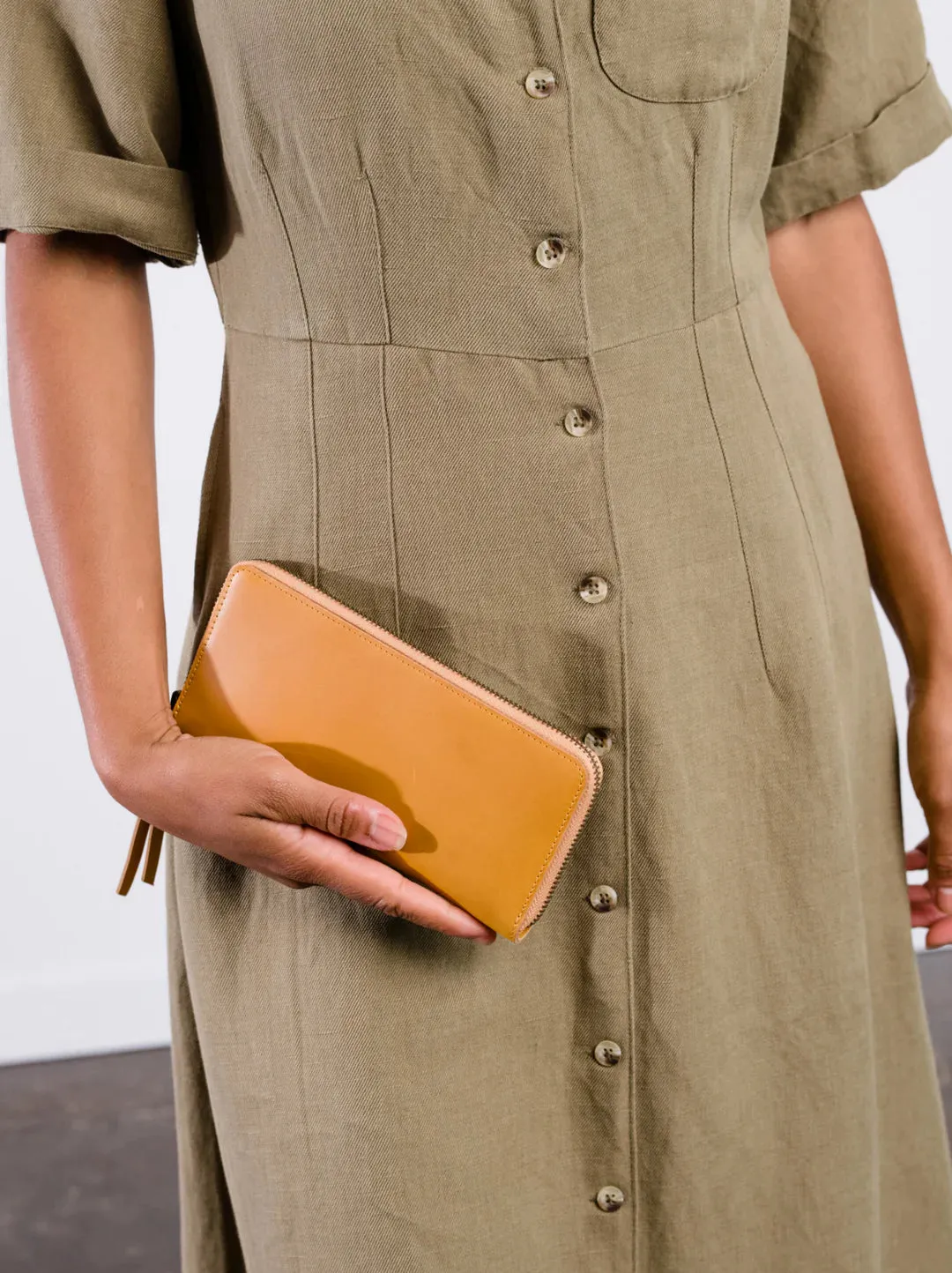 Helina Large Zip Around Wallet in Cognac