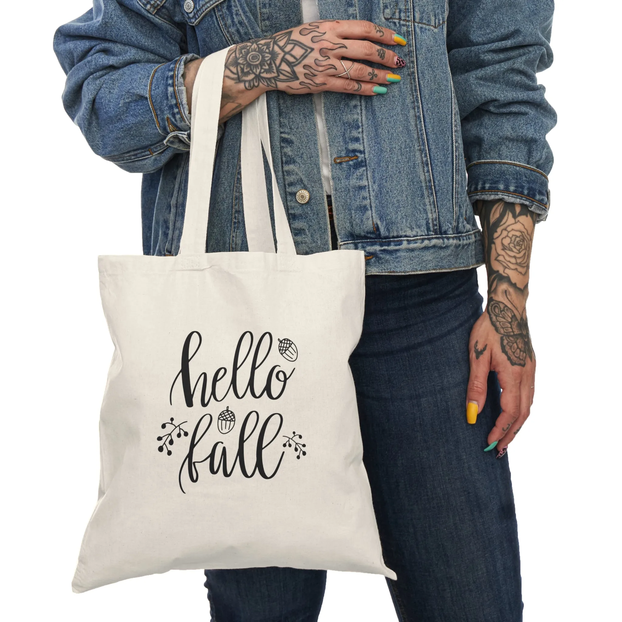 Hello Fall - Natural Tote Bag ~ Sharon Dawn Collection