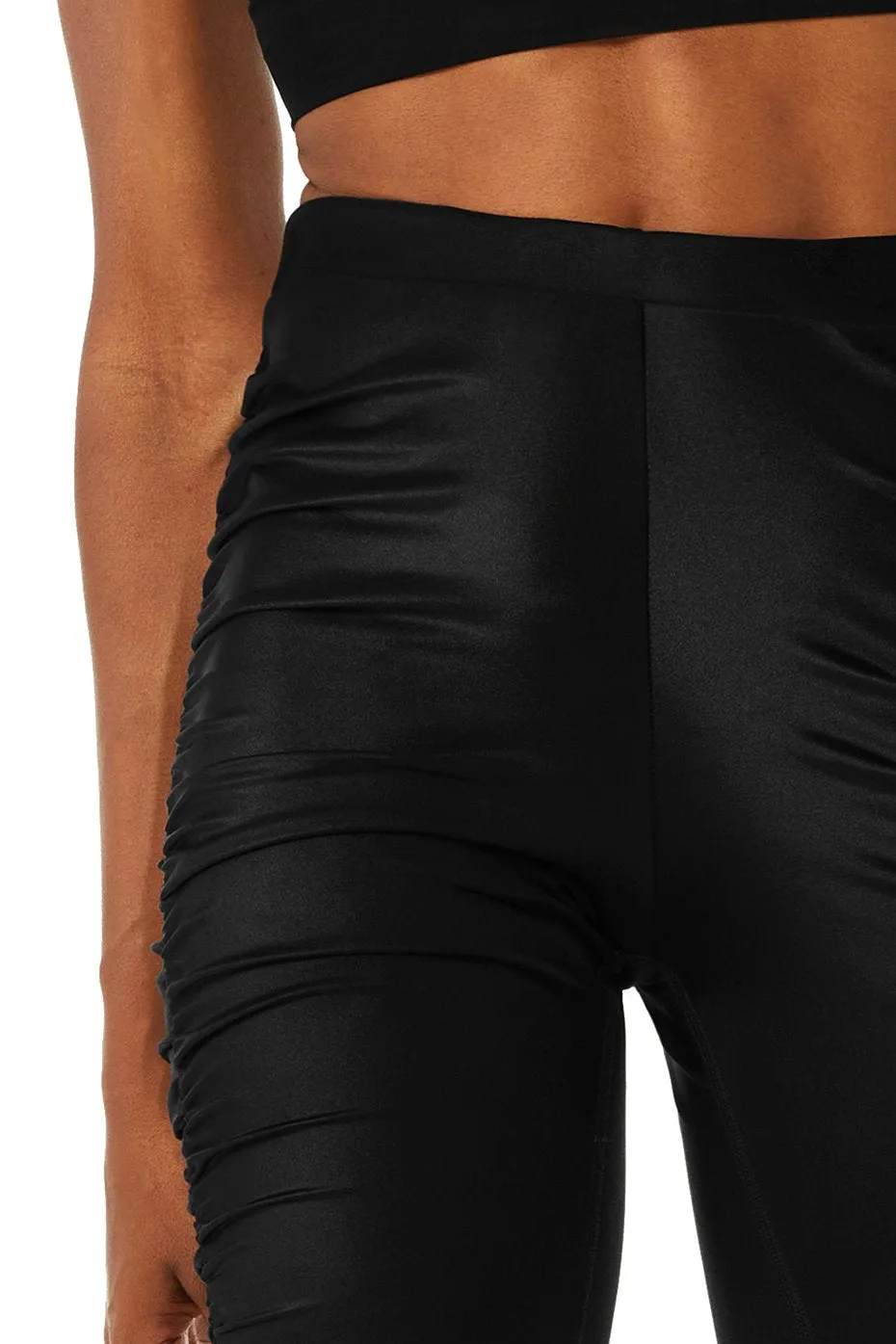High-Waist Cinched Legging - Black Shine