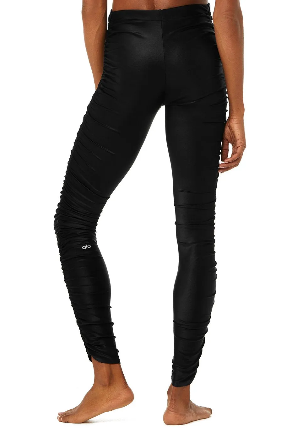 High-Waist Cinched Legging - Black Shine