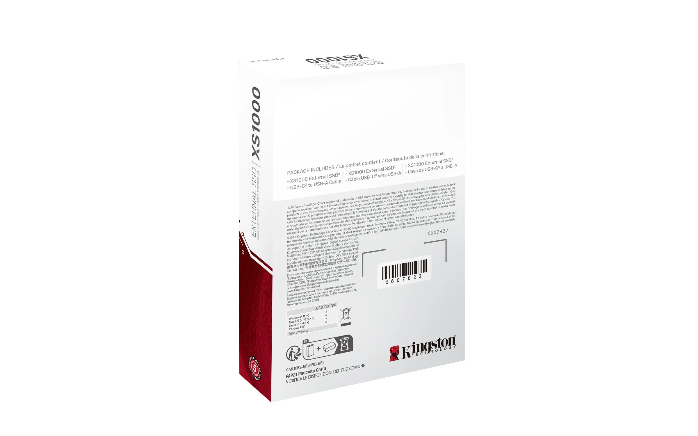 Kingston External Hard Drive Xs1000 - 1 Tb - Usb 3.2 Gen 2 - Black