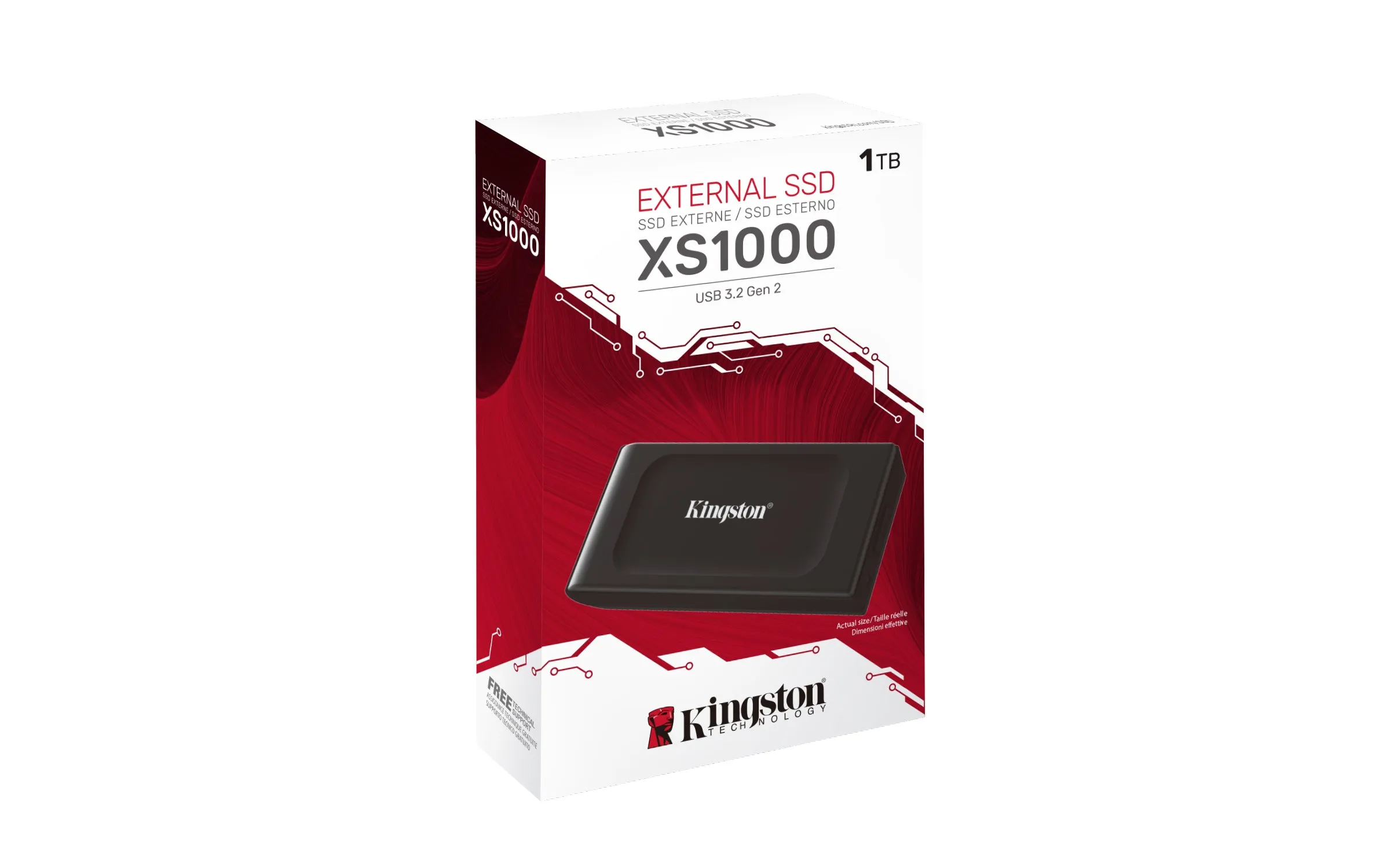 Kingston External Hard Drive Xs1000 - 1 Tb - Usb 3.2 Gen 2 - Black