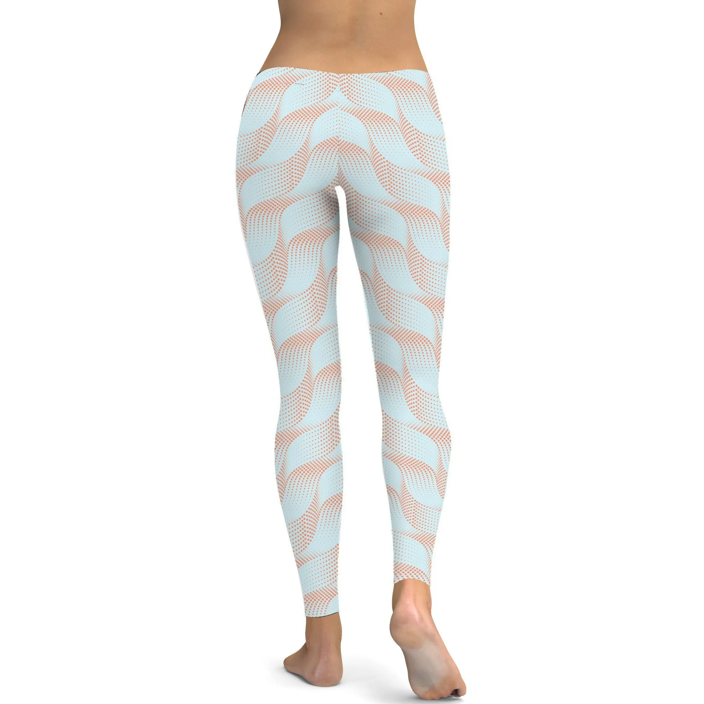 Light Blue & Apricot Wave Leggings