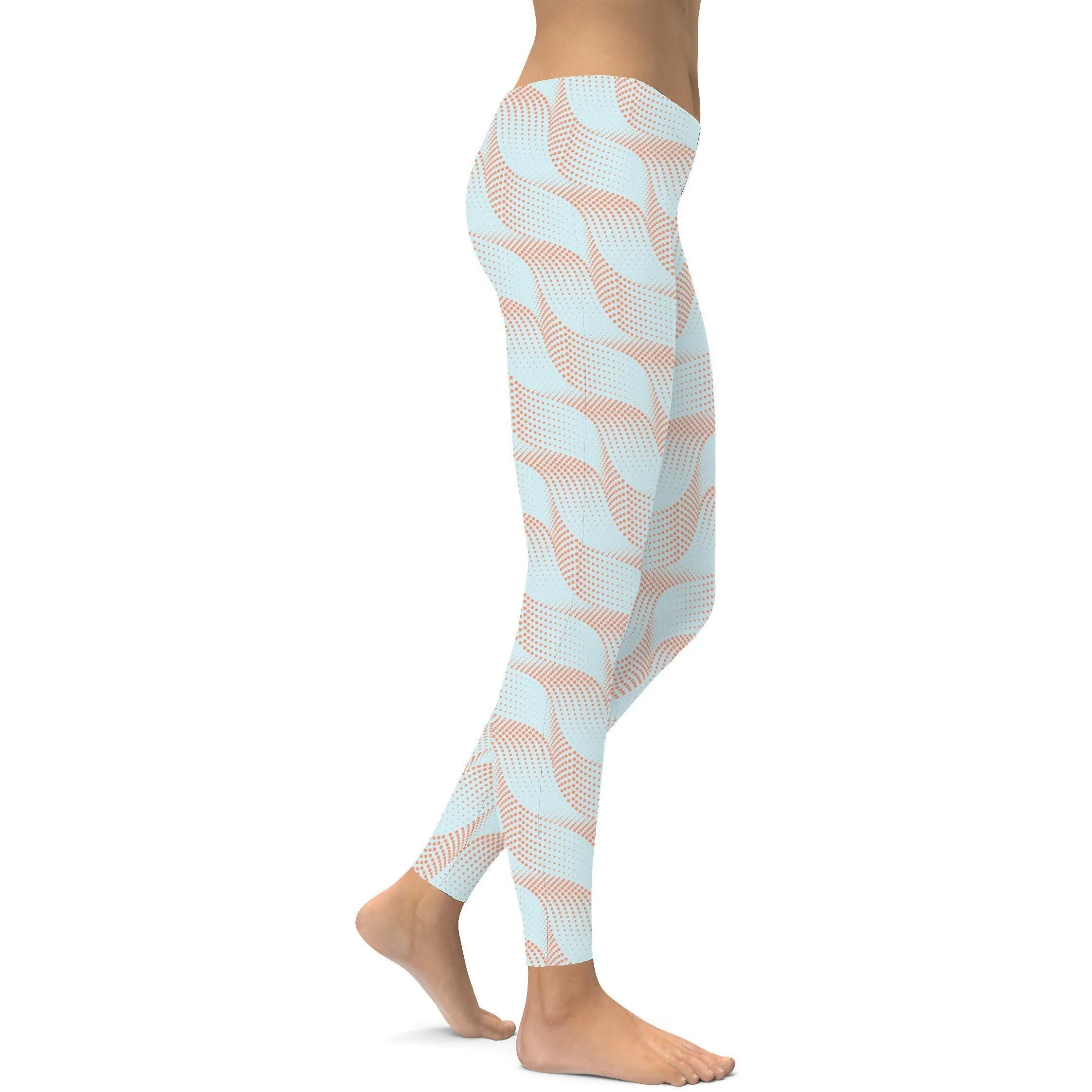 Light Blue & Apricot Wave Leggings
