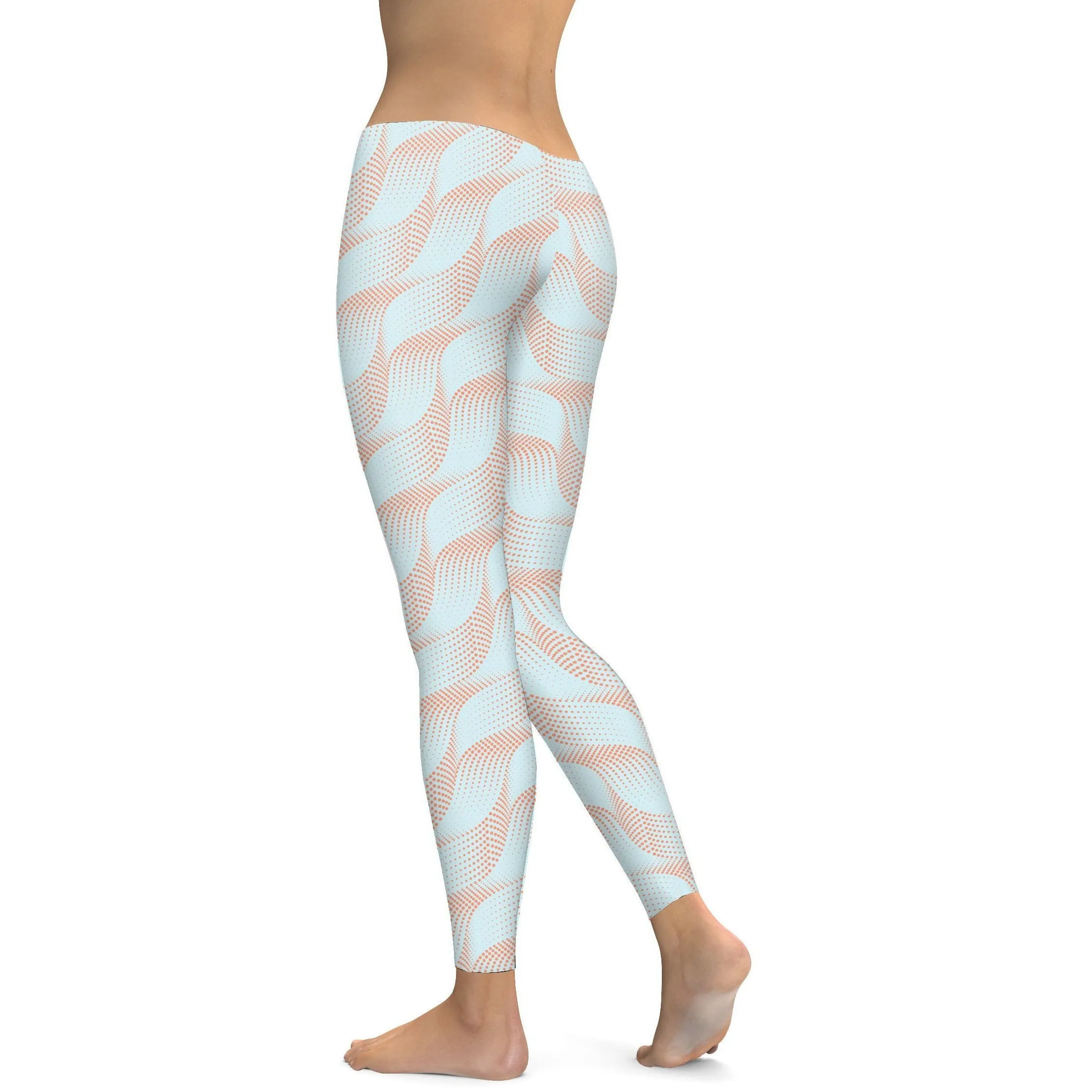 Light Blue & Apricot Wave Leggings