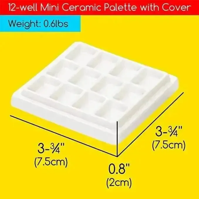 MEEDEN 12-Well Ceramic Paint Palette with Cover