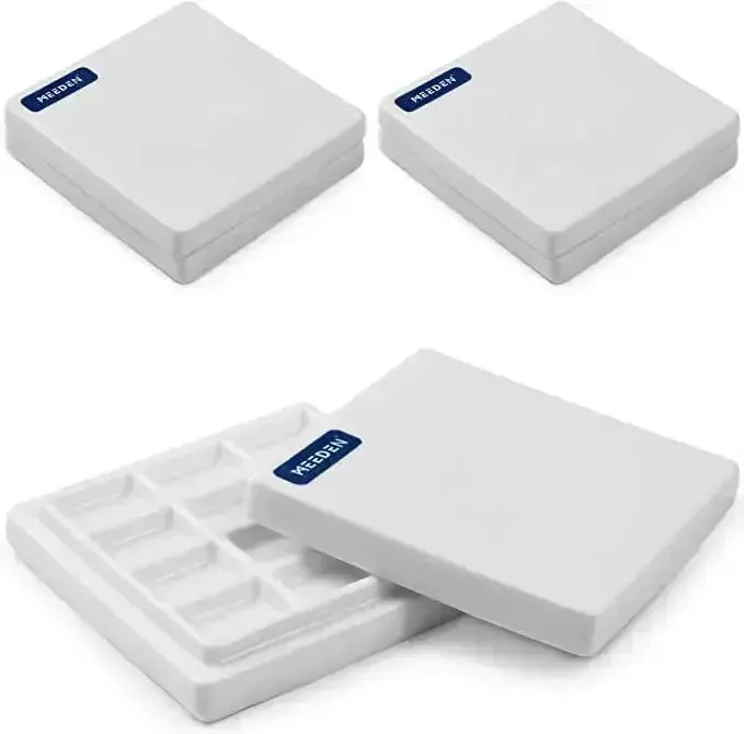 MEEDEN 12-Well Ceramic Paint Palette with Cover