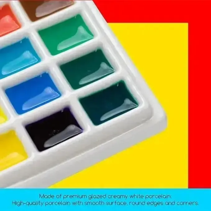 MEEDEN 12-Well Ceramic Paint Palette with Cover