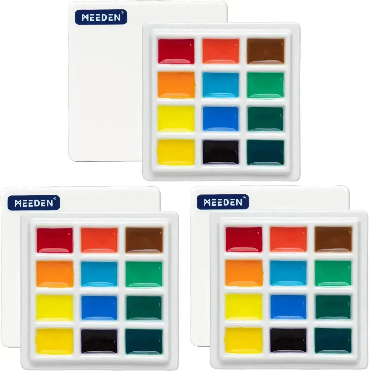 MEEDEN 12-Well Ceramic Paint Palette with Cover