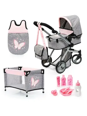 Mega Dolls Set: Stroller, Pram Trolley, Crib Bag Toy For Children
