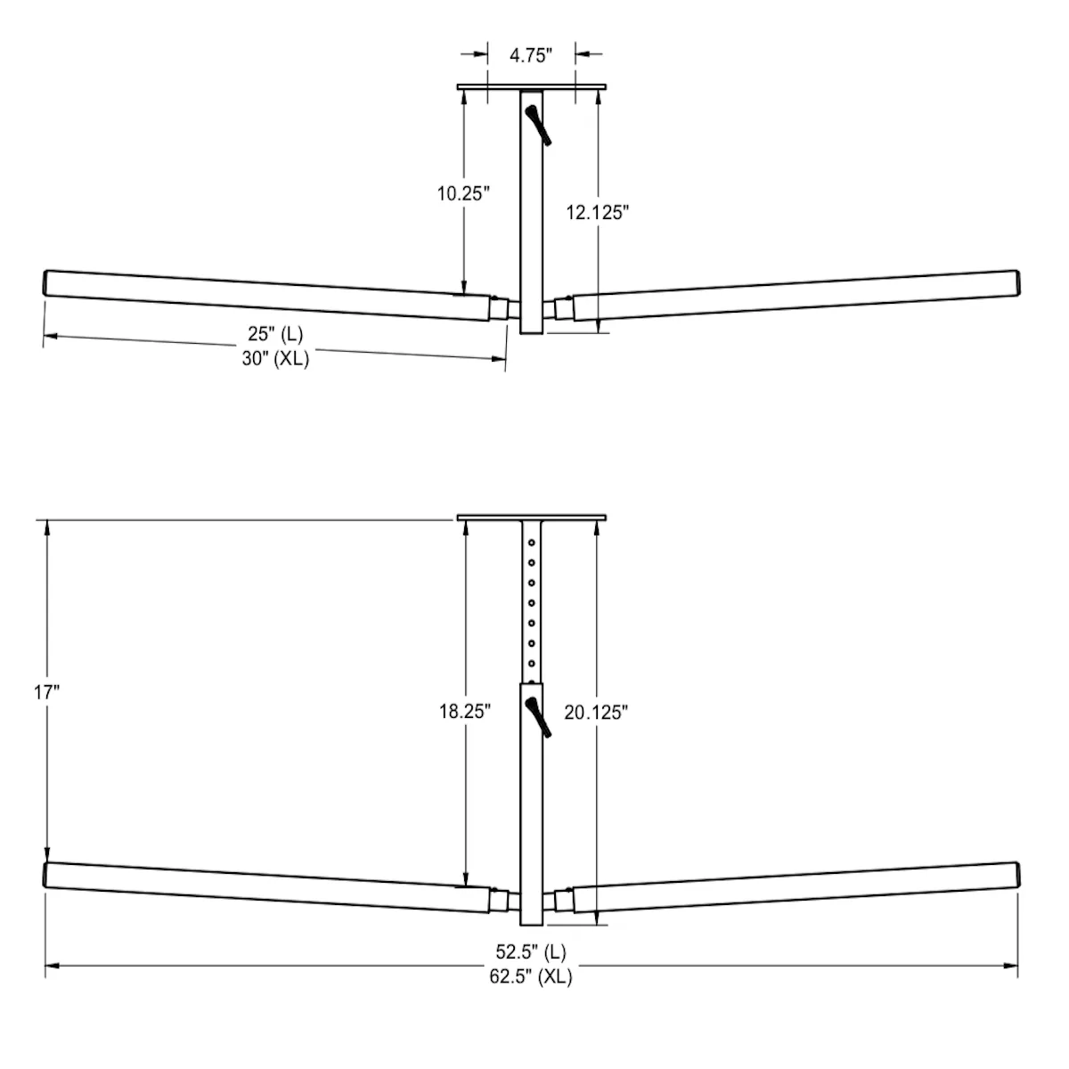 OUTLET | Hi-Port 2 | Kayak Adjustable Ceiling Storage Rack | Double | Holds 150 lbs