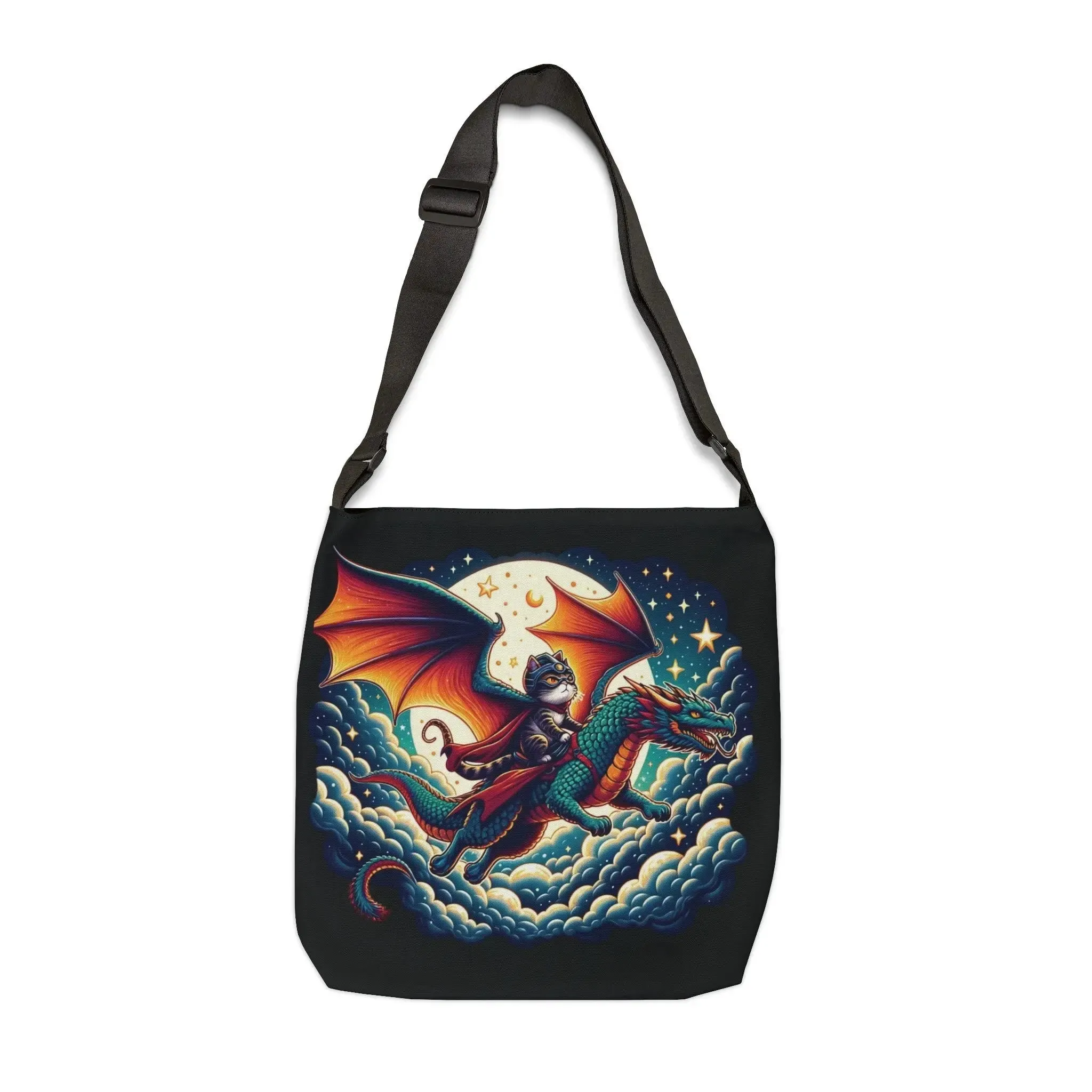 Red Dragon Cat Rider - Adjustable Strap Tote Bag