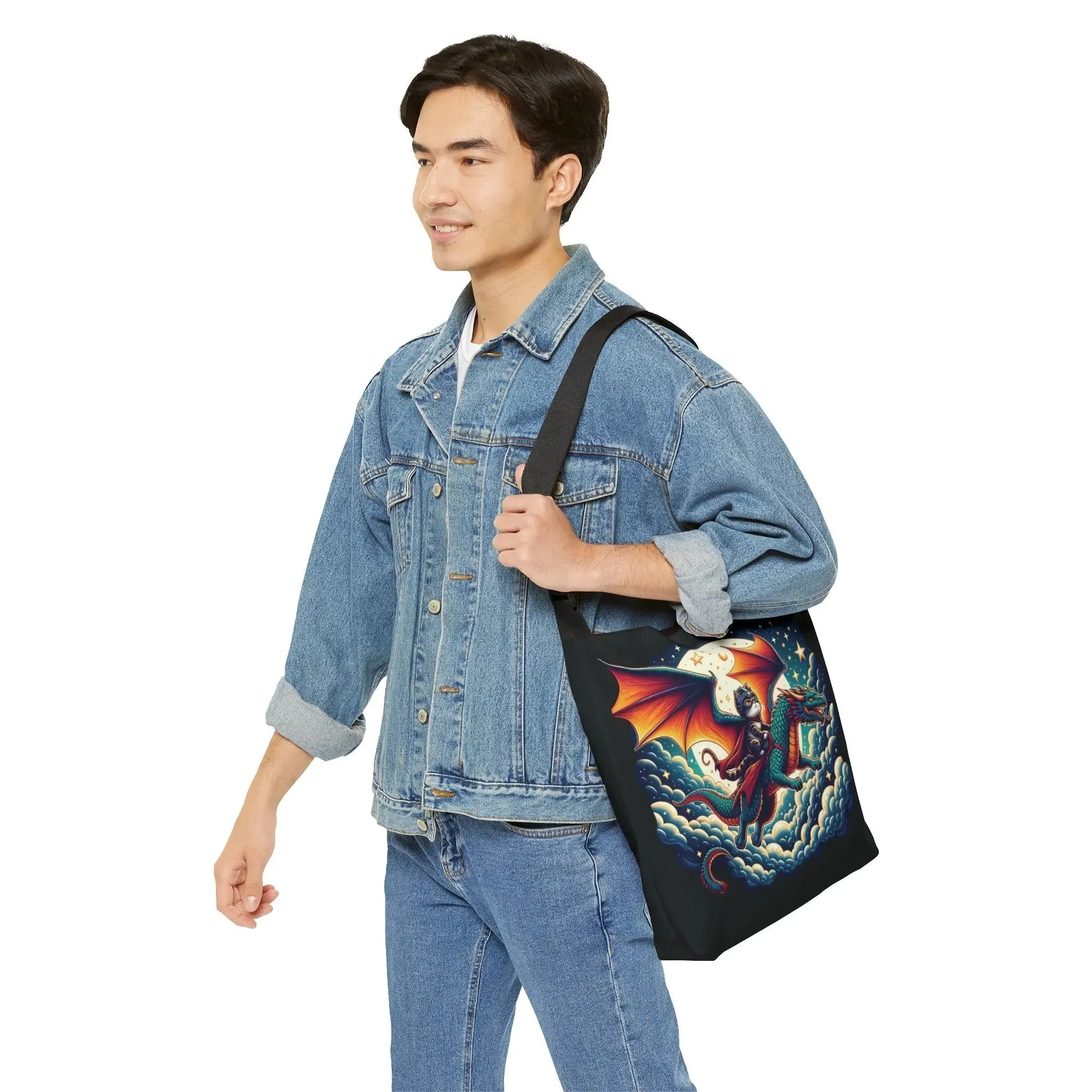 Red Dragon Cat Rider - Adjustable Strap Tote Bag