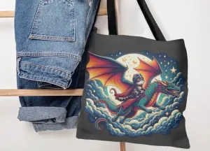 Red Dragon Cat Rider - Adjustable Strap Tote Bag