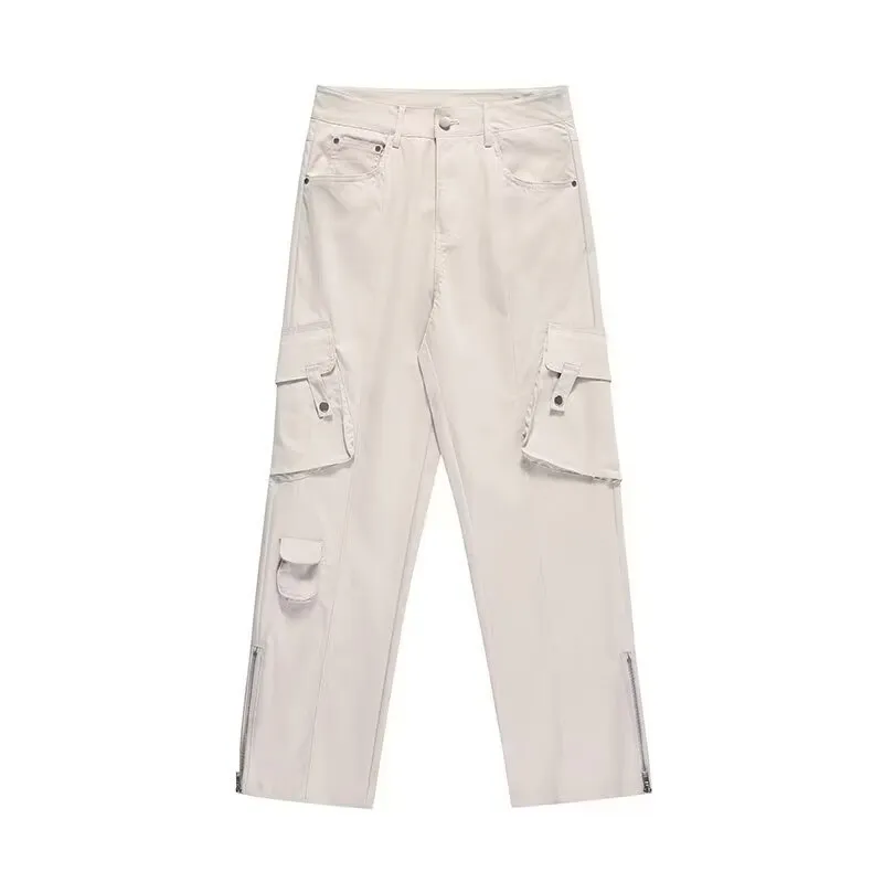 Retro Loose Multi-pocket Wide-leg Overalls